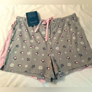 NWT Life is Good Pajamas Shorts 2 pack set with coffee cup design size small